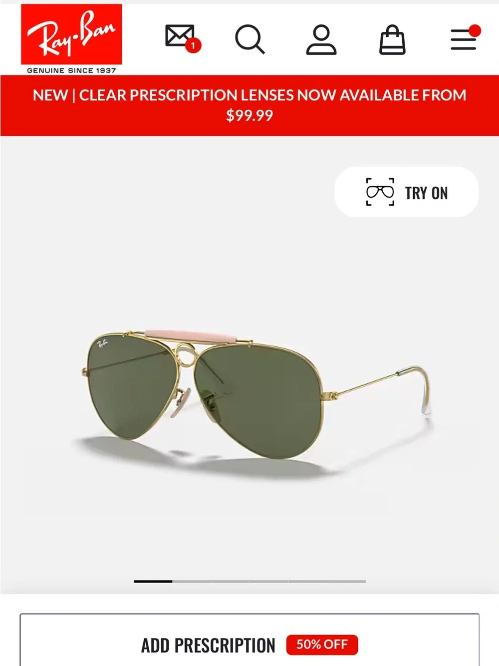 Ray-Ban RB3138 Shooter Aviator Sunglasses Gold + Case